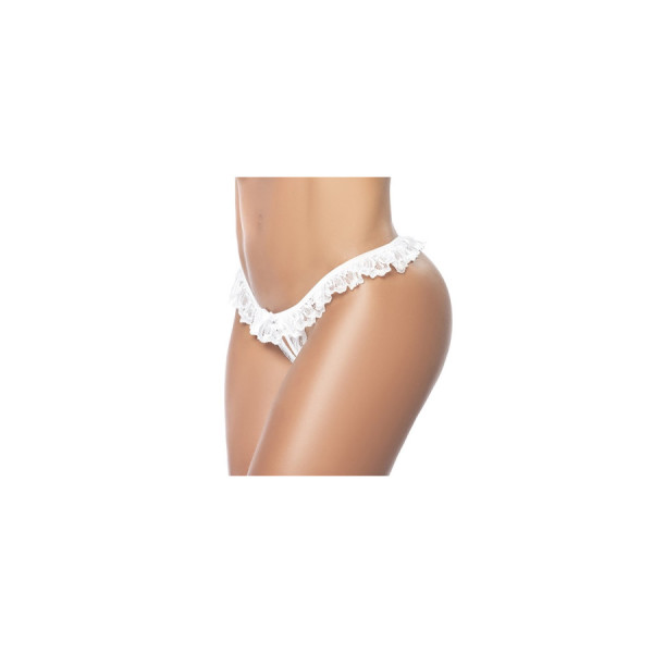 Culotte ouverte blanche avec froufrou en dentelle 